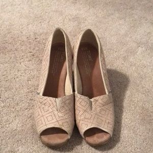 TOMS peep toe wedges